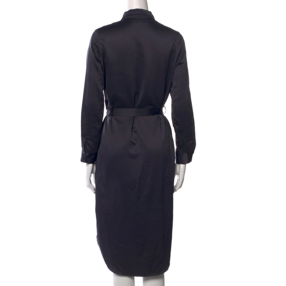 OAK+FORT Shirt Dress Soft Sheen Satin Black Pointy Collar S - Picture 15 of 15